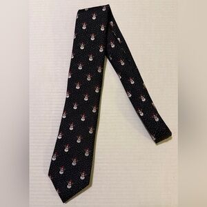 Nordstrom Black Polka Dot Snowman w Bowtie Silk Holiday Necktie